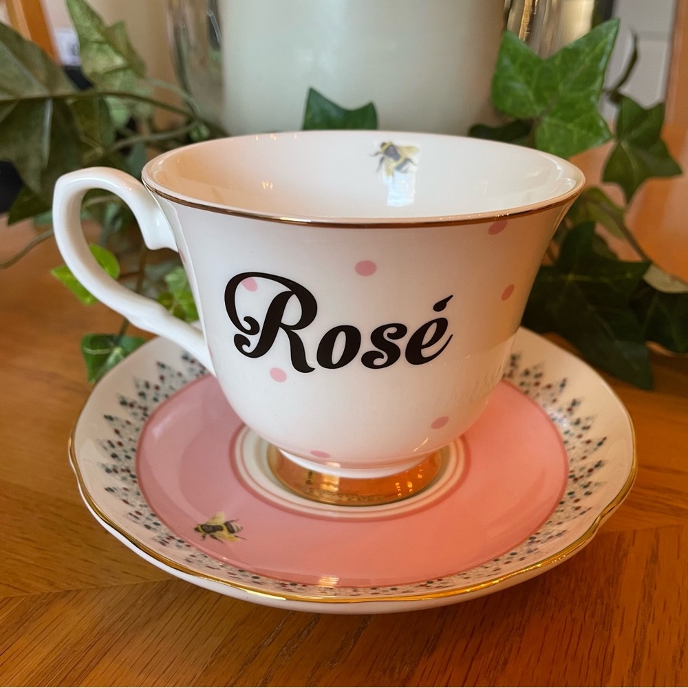 Anthropologie x Yvonne Ellen Rosé Teacup and Saucer Set